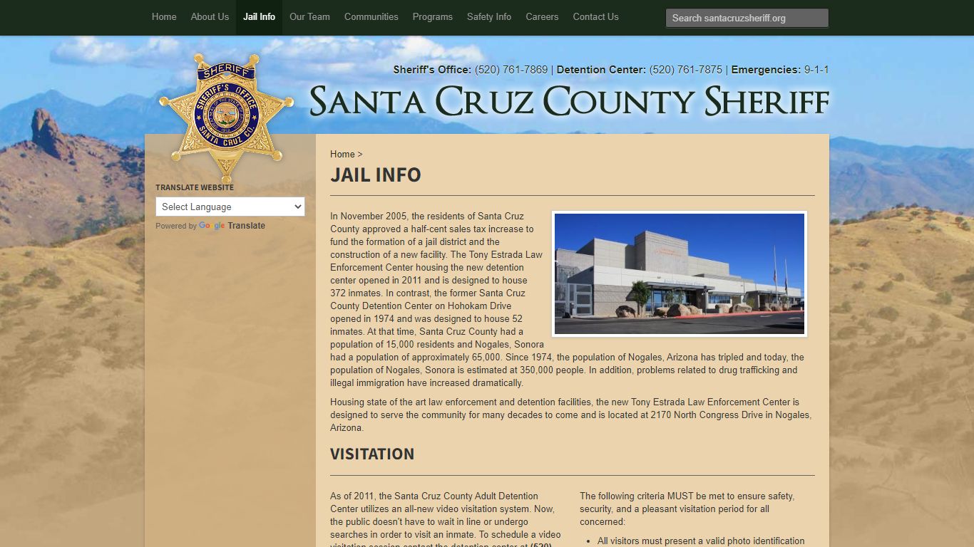 Jail Info :: Santa Cruz County Sheriff - Santa Cruz, AZ